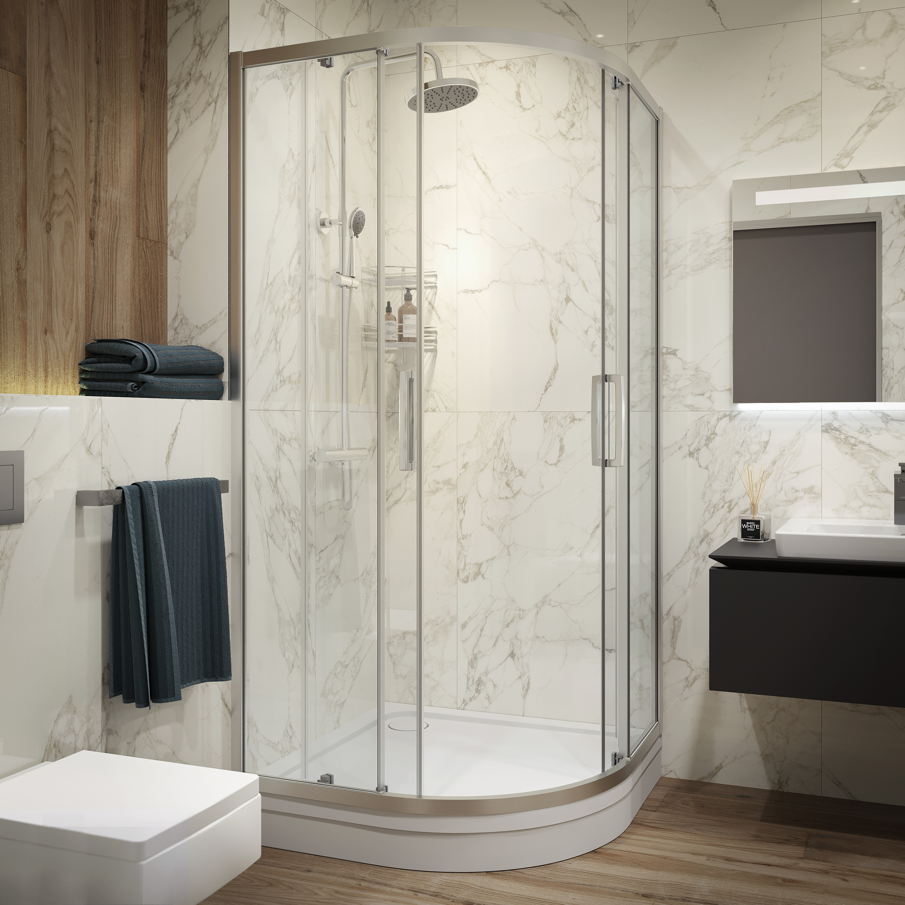 Душевой уголок STWORKI Хельсинки 100x100 см профиль хром матовый 3GW003TTKK000 - 1