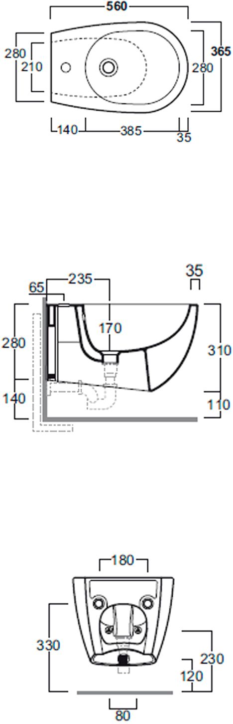 Биде подвесное Simas Vignoni белое VI19 - 3