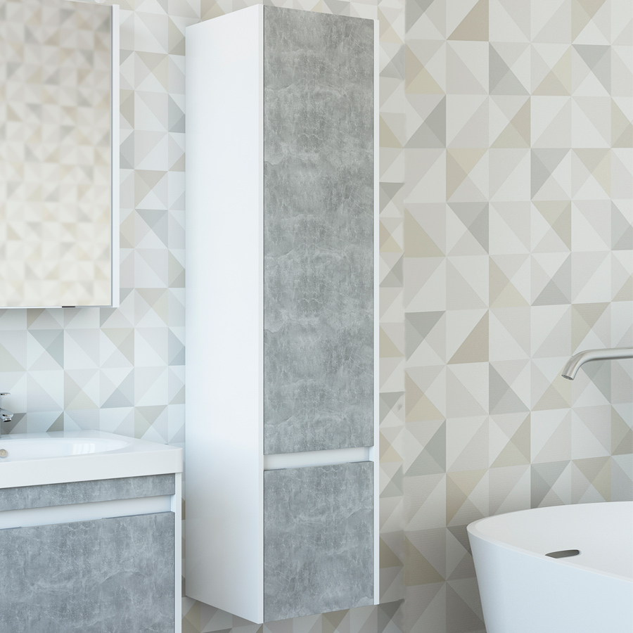 Шкаф-пенал Sanflor Калипсо R, белый, ателье светлый C03878 - 0