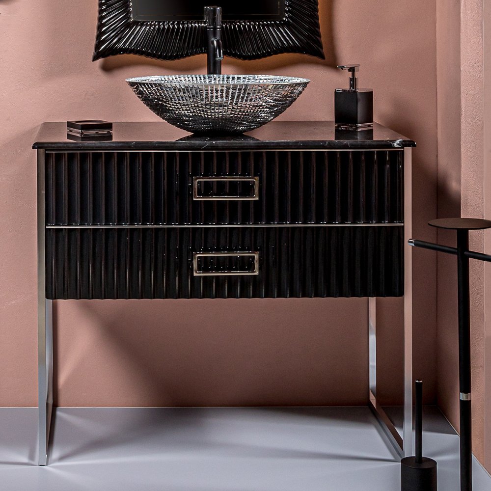 Тумба под раковину чашу Boheme Armadi Art Monaco 100 черный глянец - хром 867-100-BCR - 0