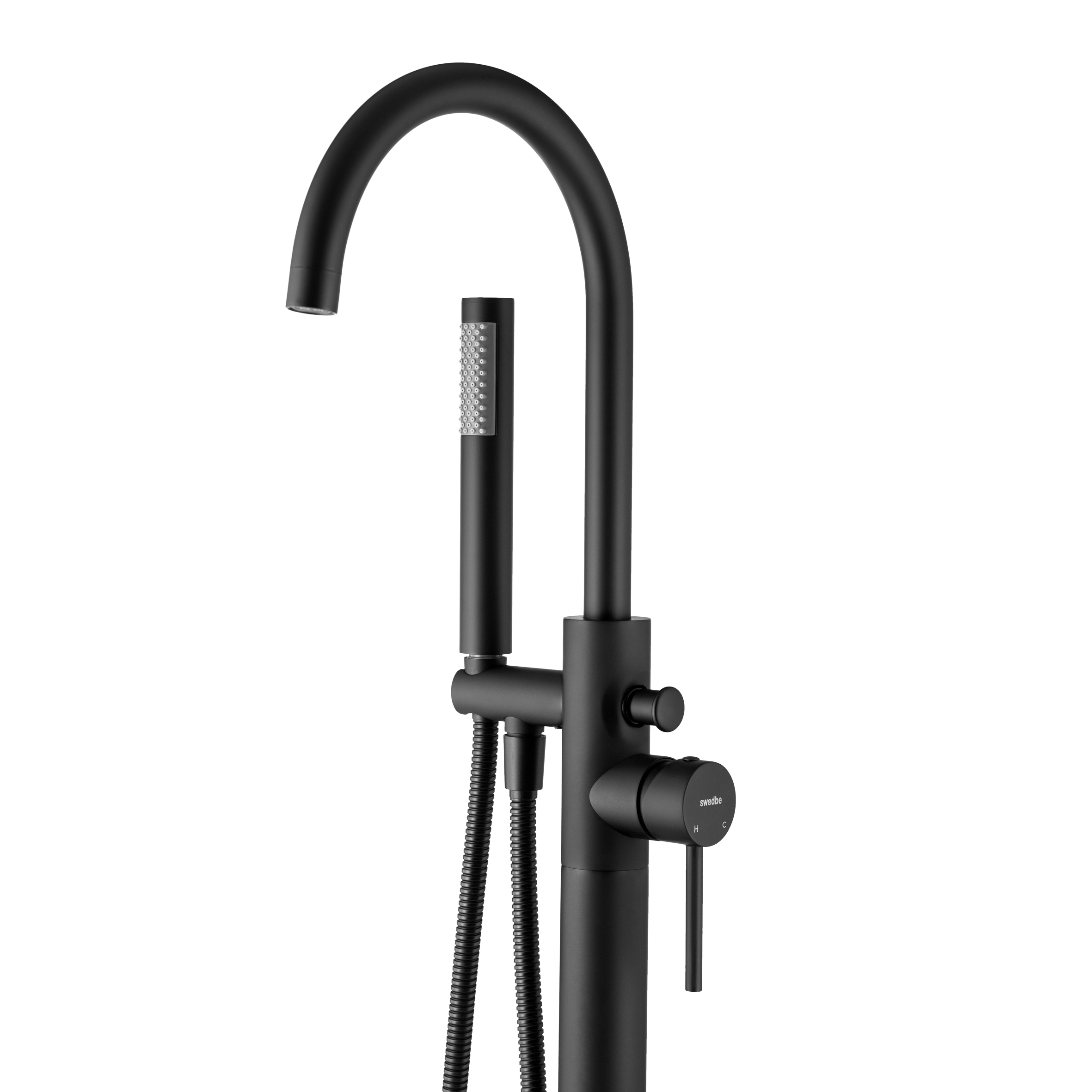 Смеситель напольный Swedbe Spira черный матовый  4000B  - 3