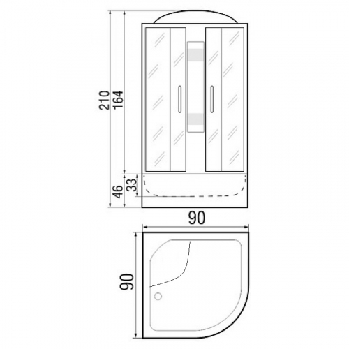 Душевая кабина с поддоном River Nara light 90/44 MT  10000003575 - 1