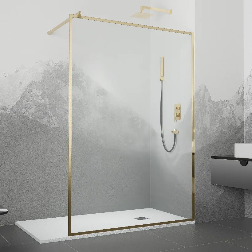 Душевая перегородка  RGW Walk In WA-12G 90x195 профиль золото стекло прозрачное 32101290-16 - 0