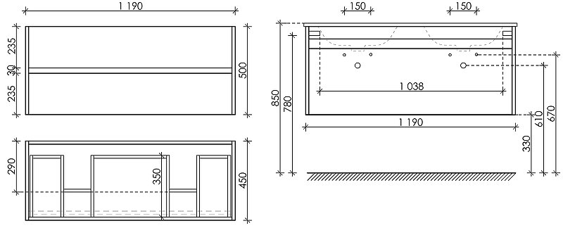 Тумба под раковину подвесная Sancos Smart 120 белая глянцевая SM120-2W - 3