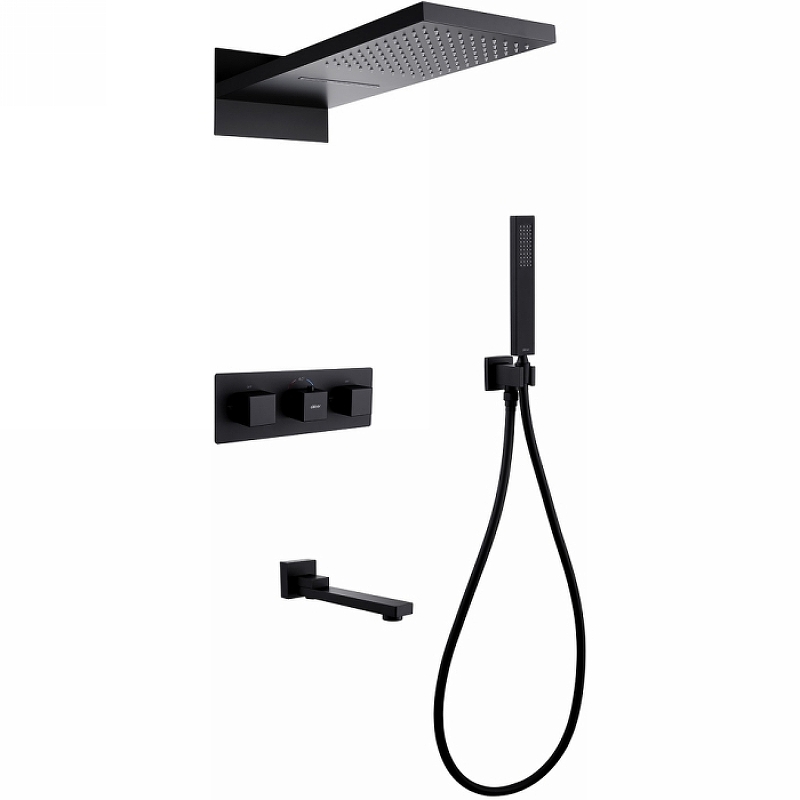 Душевая система Abber Daheim с термостатом черная матовая AF8253B - 0