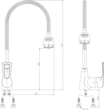 Смеситель для кухонной мойки Rossinka  хром  T40-26 - 1