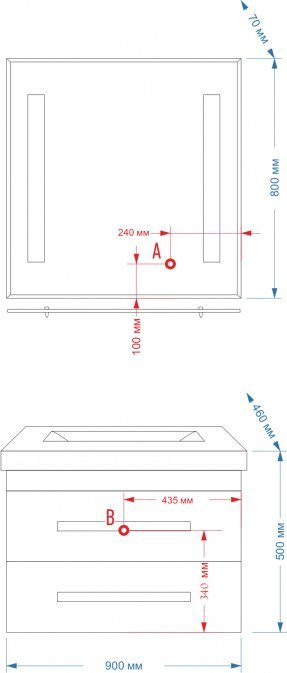 Тумба с раковиной Misty Эмилия 90 подвесная красная - 3