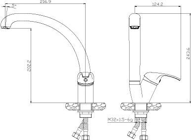 Смеситель для кухонной мойки Rossinka  хром  Y35-23U - 1