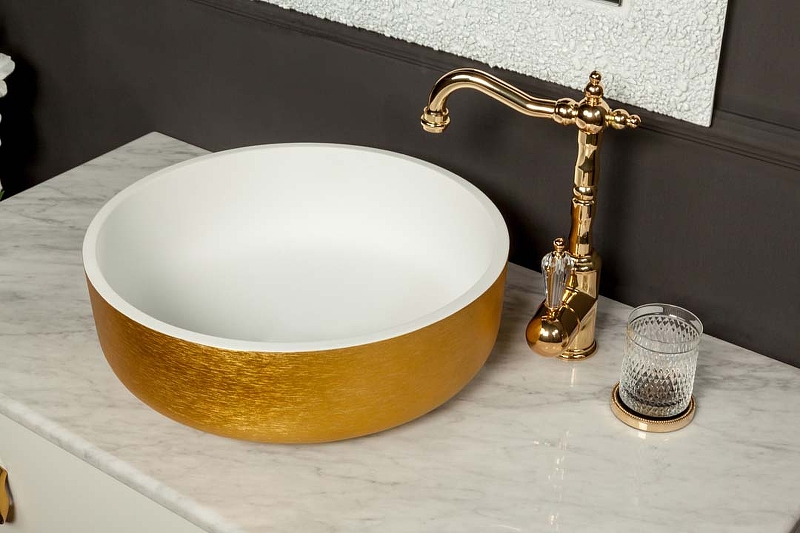 Раковина накладная Armadi Art NeoArt Corian 40 золото 819-G - 1