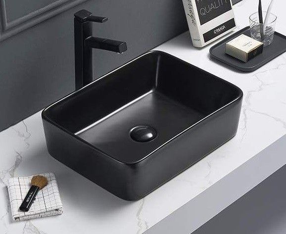 Раковина накладная CeramaLux NC 47 см матовый черный  7050MB - 0