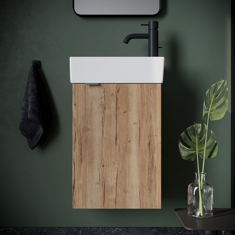 Тумба под раковину подвесная правая Sancos Mini 37 светлое дерево MN35EGR - 1