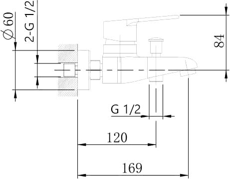 Смеситель Agger Right A2910000 для ванны с душем - 1
