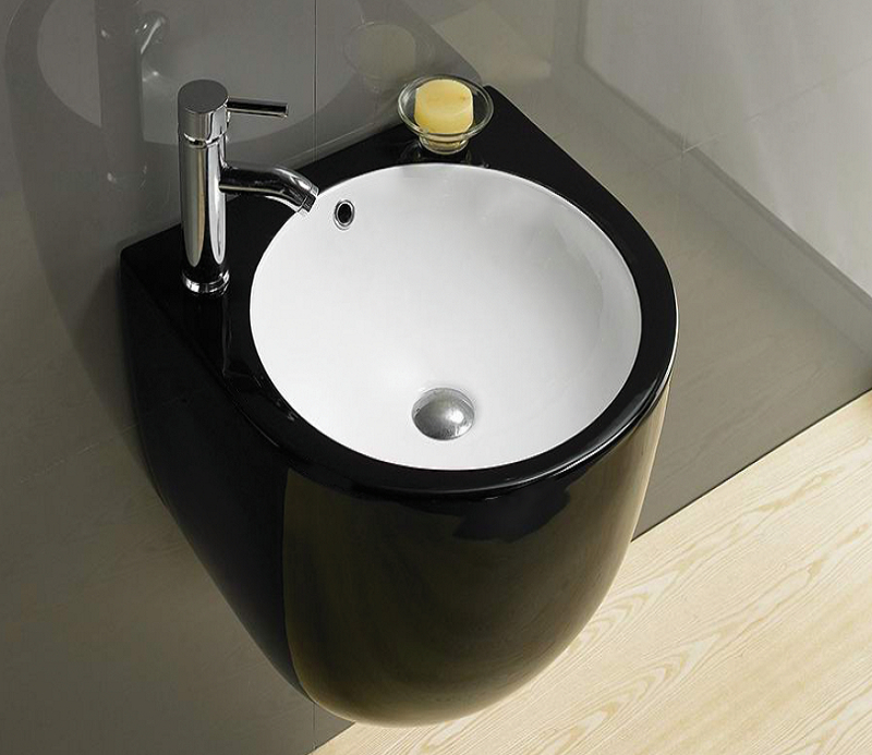 Раковина подвесная CeramaLux N 49 см черный/белый  500FBW - 0