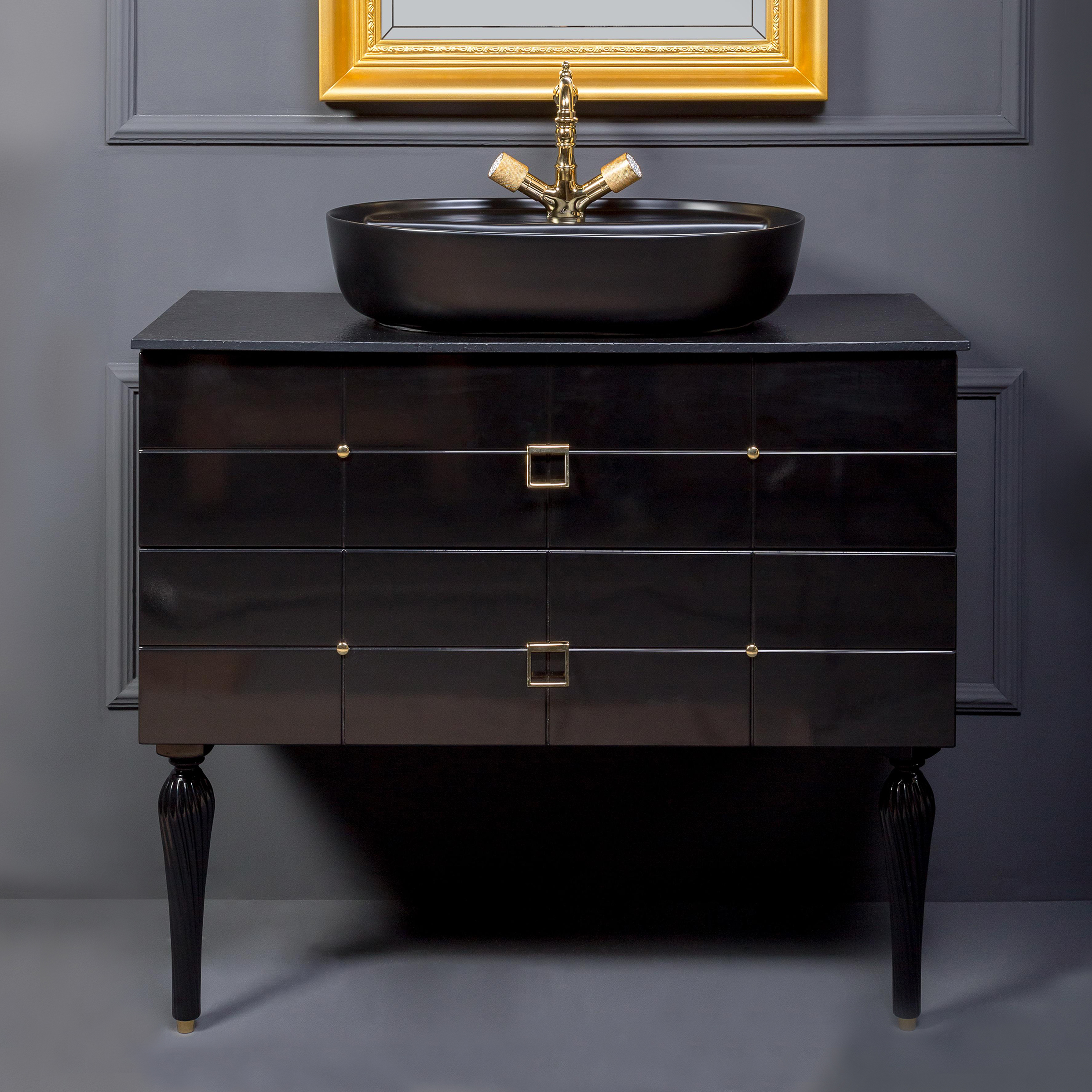 Тумба под раковину Armadi Art Vallessi Avangarde Piazza 100 черный - золото 841-100-BG - 0