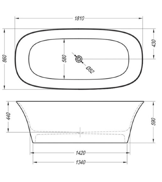 Ванна из литьевого мрамора Kolpa San Blanche 180х85 черно-белая 561310 - 2