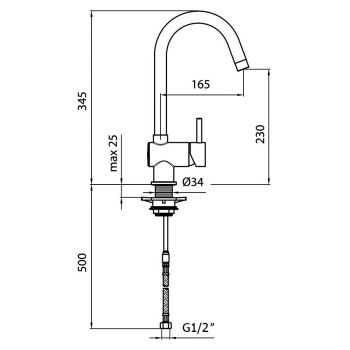 Смеситель для кухонной мойки Webert Indo Plus хром  IP920302015 - 1