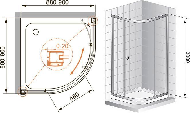 Душевой уголок Cezares Anima W R1 90 C Cr IV ANIMA-W-R-1-90-C-Cr-IV - 3