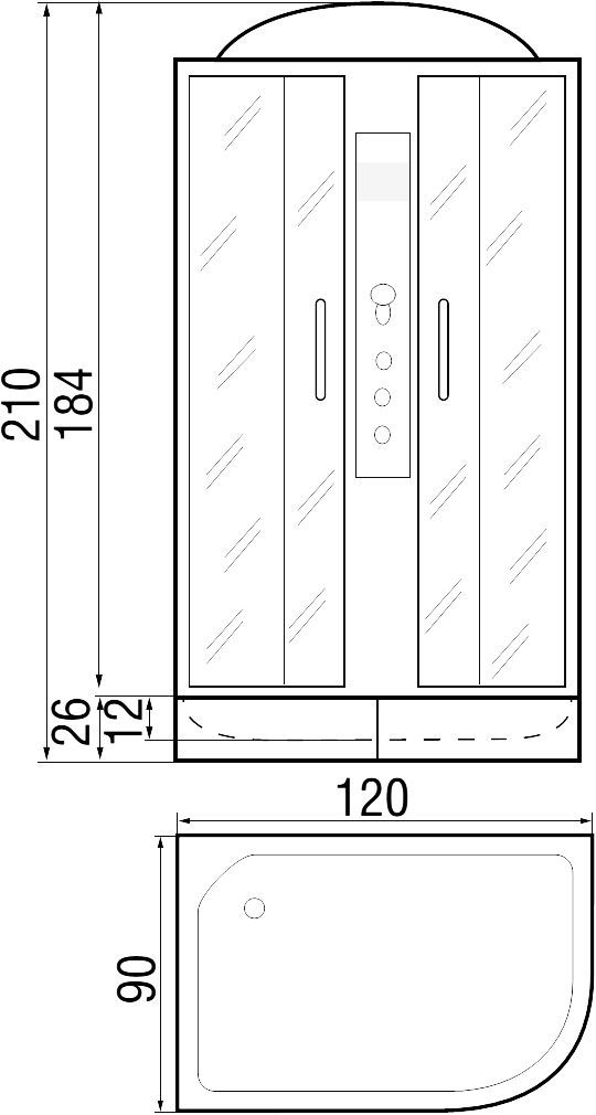 Душевая кабина с поддоном River Dunay 120/90/24 TH L  10000003130 - 1