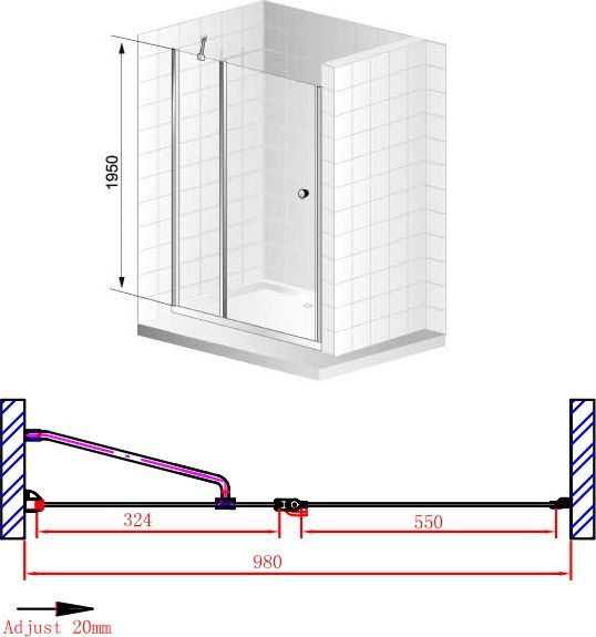 Душевая дверь Cezares ELENA 100 см  ELENA-W-B-12-100-C-Cr - 6