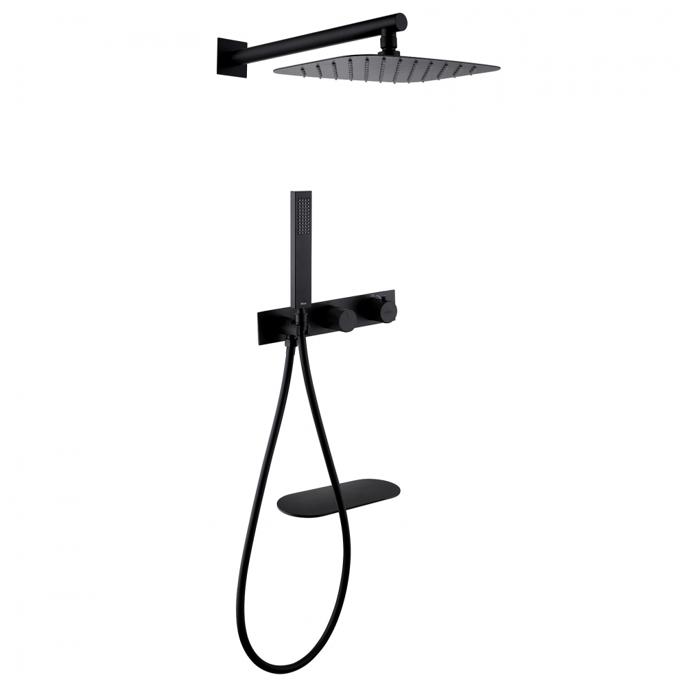 Душевой комплект Abber Rund с термостатом черный матовый AF8750B - 0