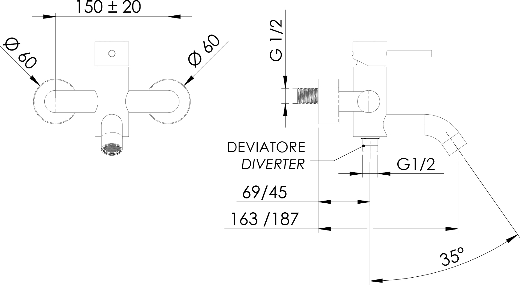 Смеситель для ванны с душем Remer X Style X05 - 1