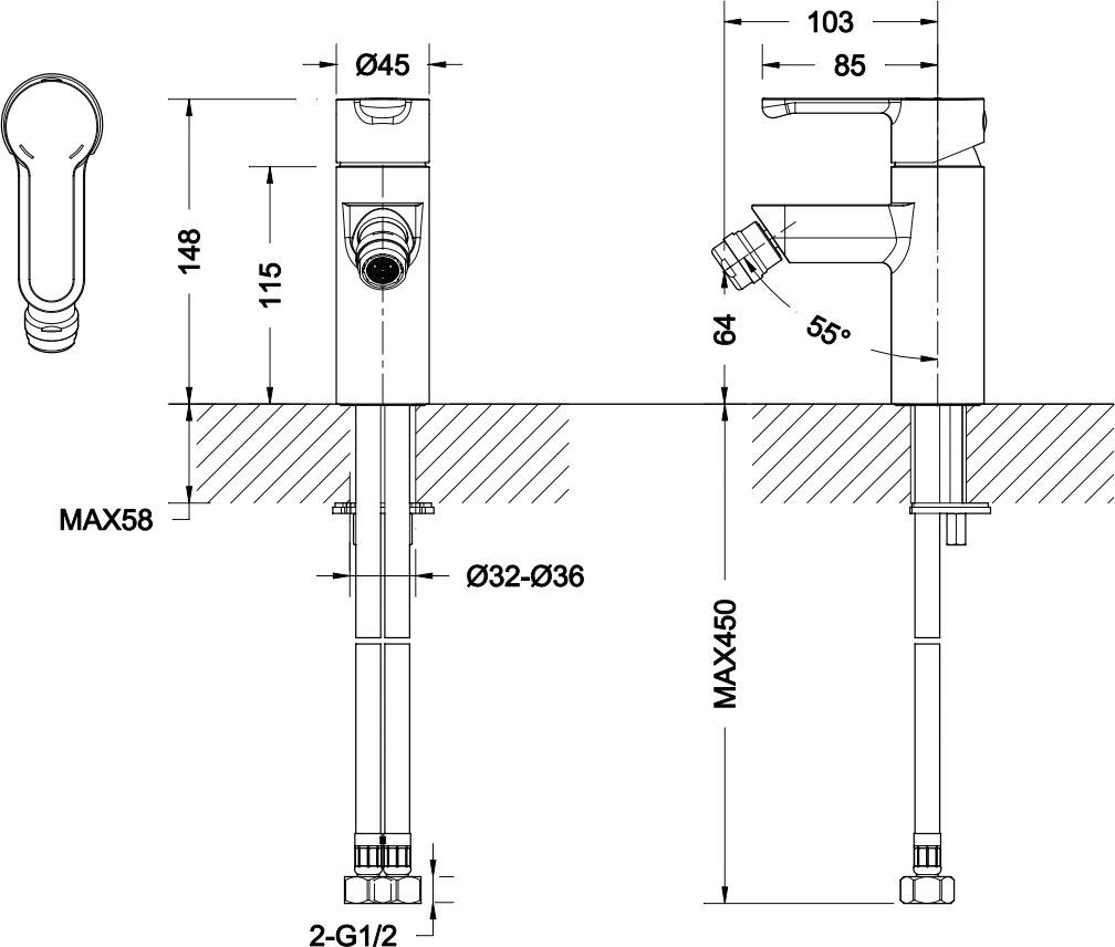 Смеситель Bravat Stream F33783C для биде - 2