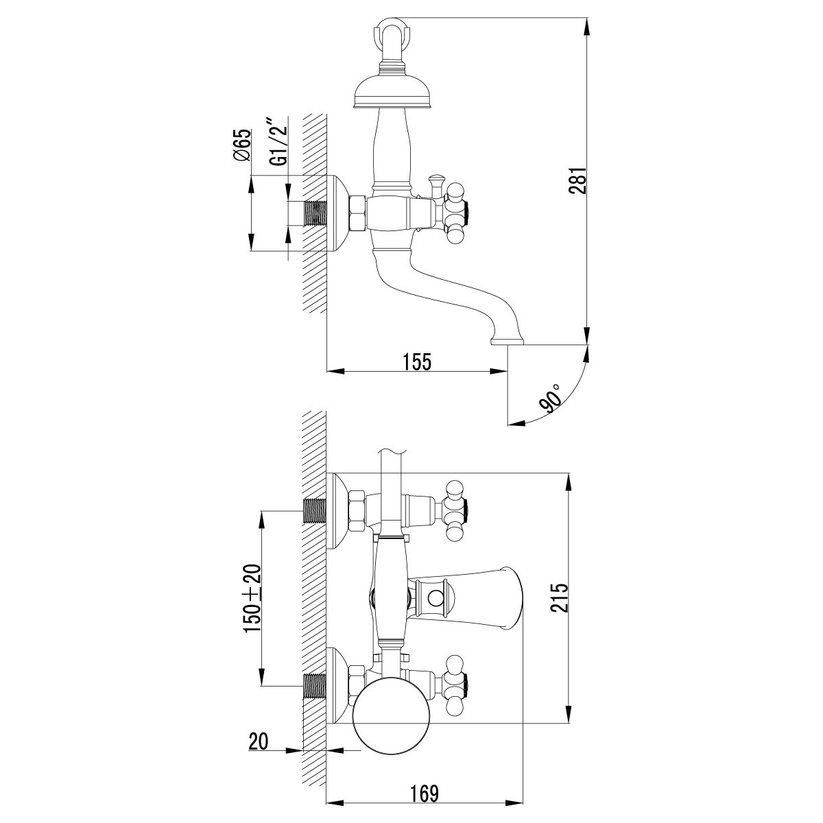 Смеситель для ванны Lemark Vintage бронза  LM2812B - 1