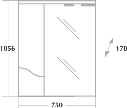 Зеркало-шкаф Onika Моника 75 R белый  207507 - 3