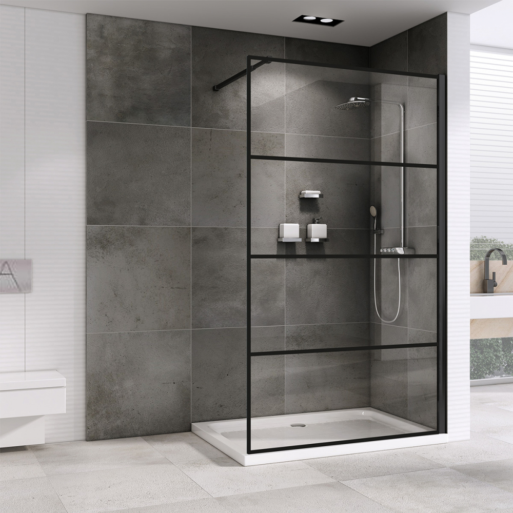 Душевая перегородка ABBER Immer Offen 100 профиль черный  AG65100B - 1