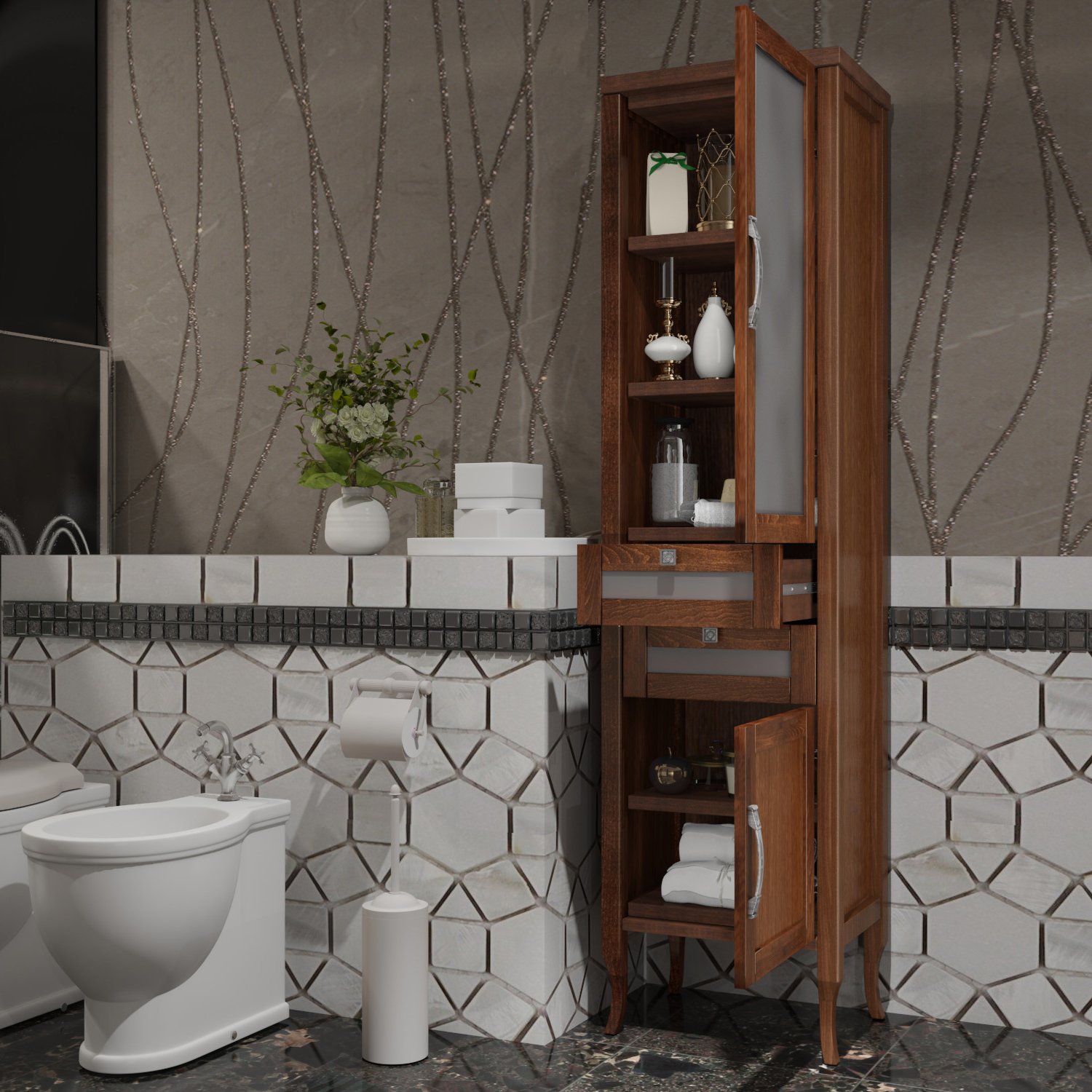 Шкаф-пенал Opadiris Мираж 45 R светлый орех 00-00000054 - 2