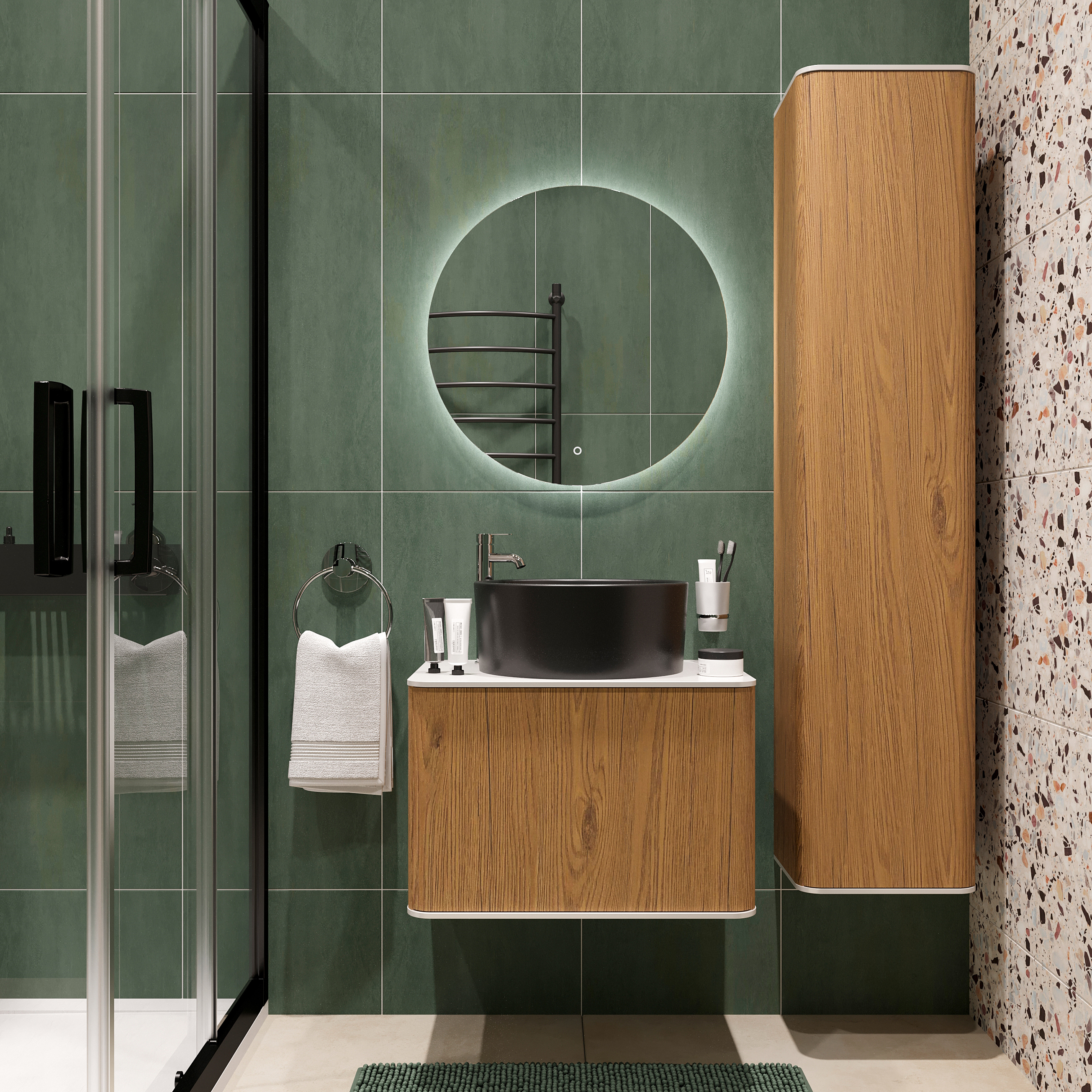 Тумба с раковиной STWORKI Ноттвиль 60 дуб верона, с отверстием под смеситель, BOCCHI Vessel черная 548163 - 1