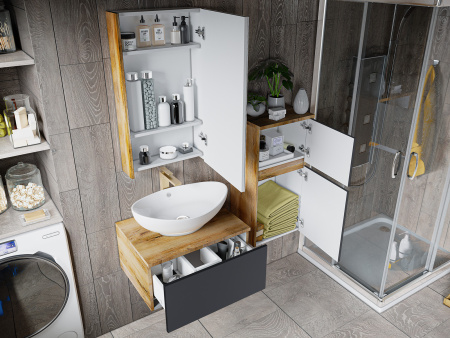 Тумба под раковину Misty Ива 70 темное дерево - черный П-Ива-01070-481Я - 2