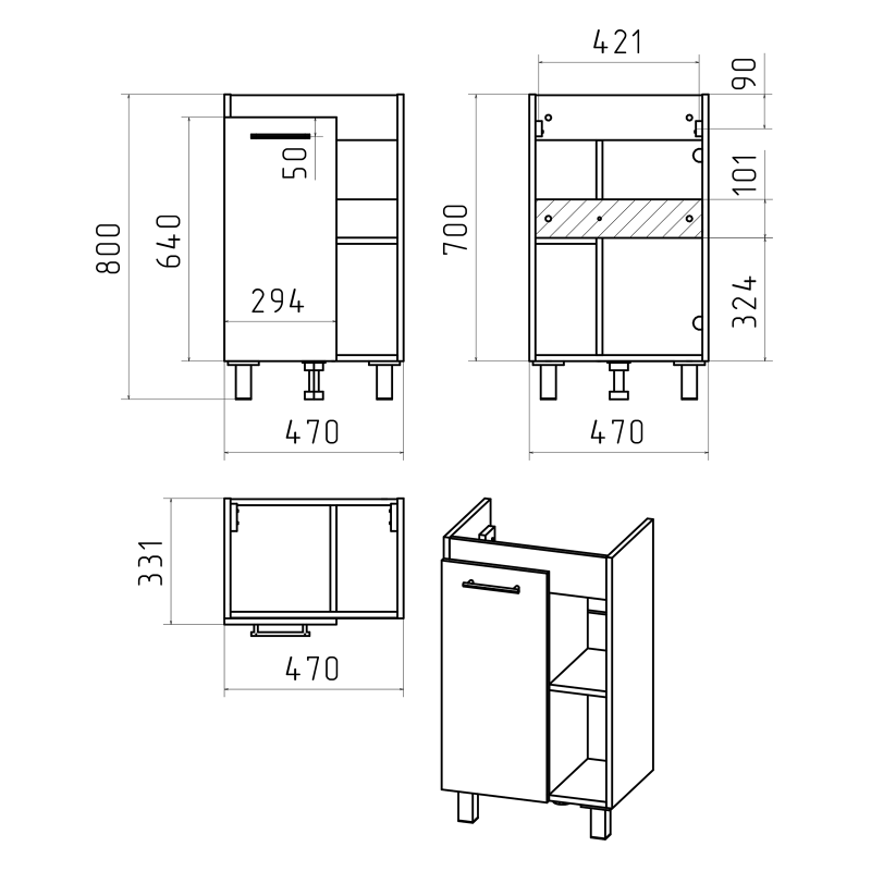 Тумба под раковину Misty Крафт 50 белая - светлое дерево П-Кра-07050-011 - 2