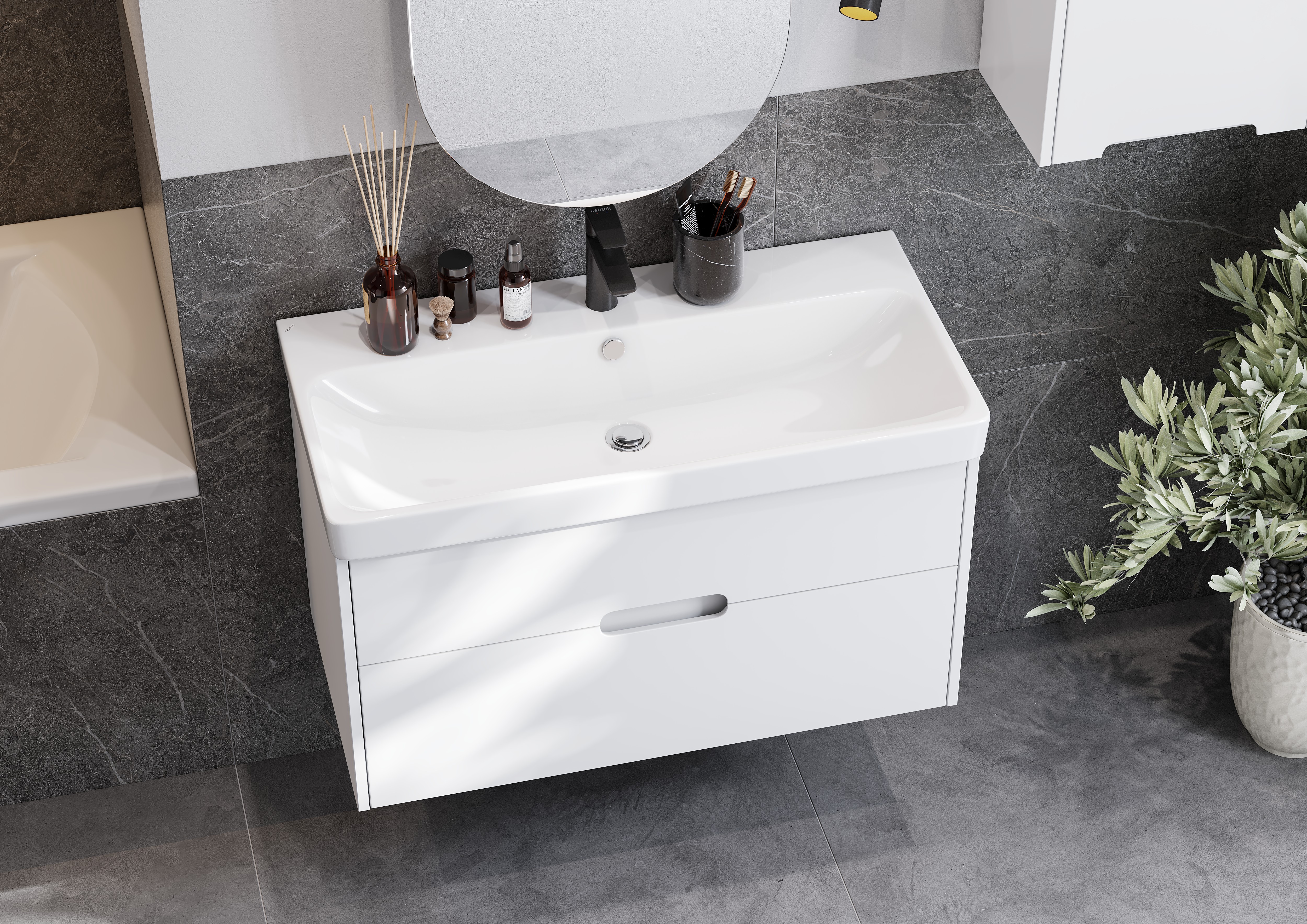 Тумба под раковину Aquaton Оливия 90 белый матовый 1A254401OL010 - 4