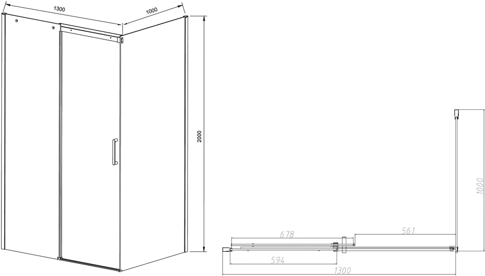 Душевой уголок Vincea Dice 130х100 профиль хром стекло прозрачное VSR-4D1013CL - 3