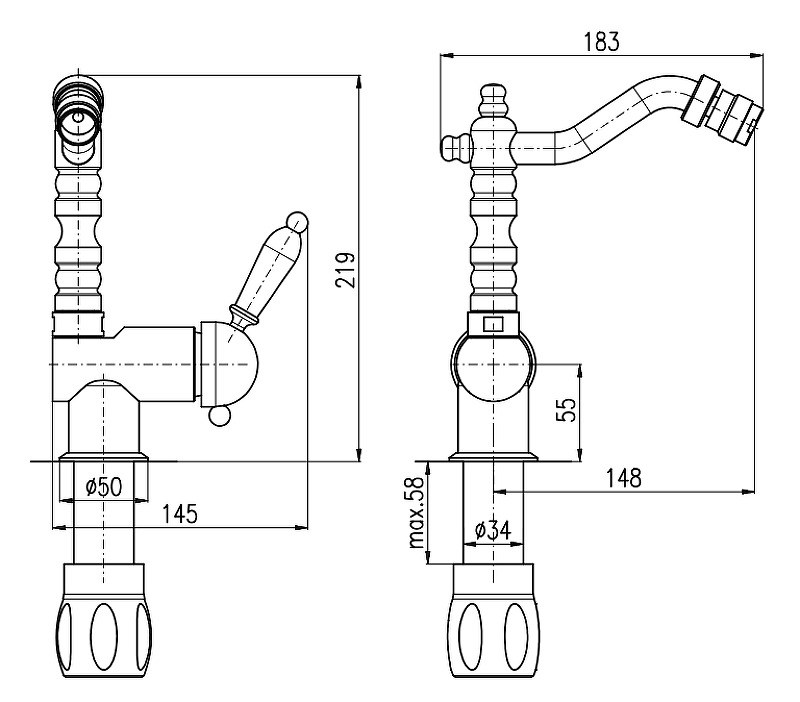 Смеситель для биде Rav Slezak Labe бронза L508.5/9SM - 1