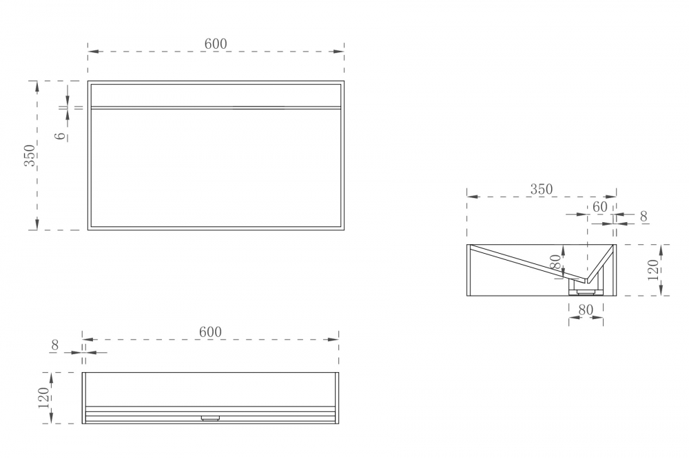 Раковина накладная Abber Stein 60х35 белый матовый AS2623 - 3
