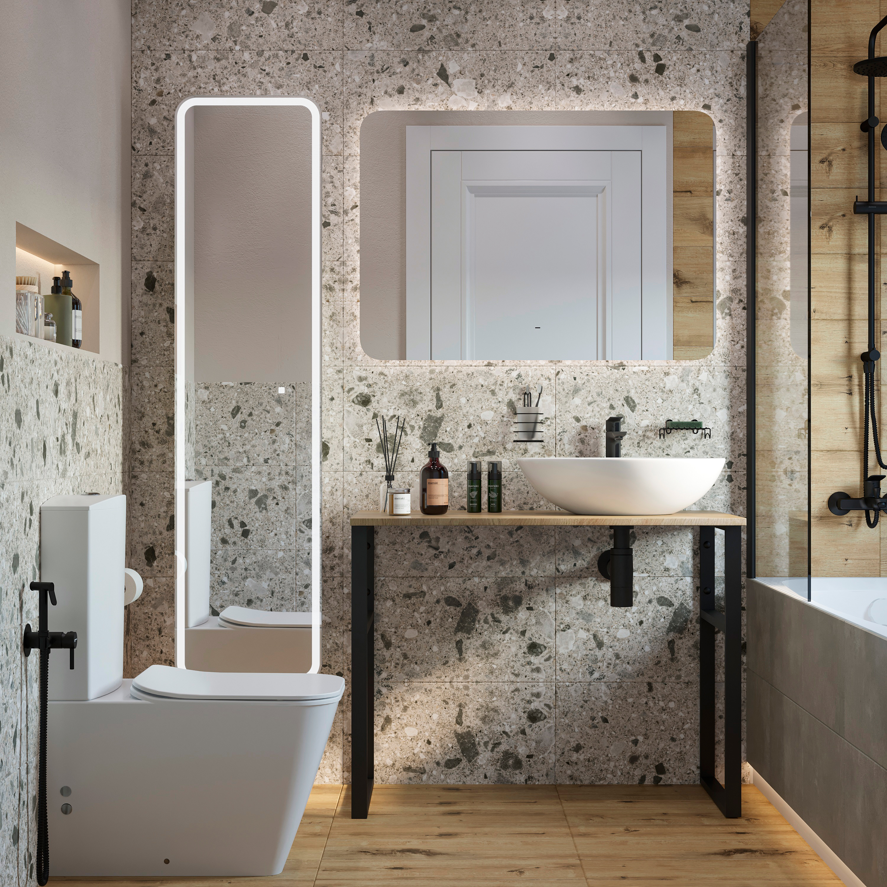 Консоль DIWO Элиста 100 светлое дерево, с раковиной Moduo 55 Leaf 555421 - 1