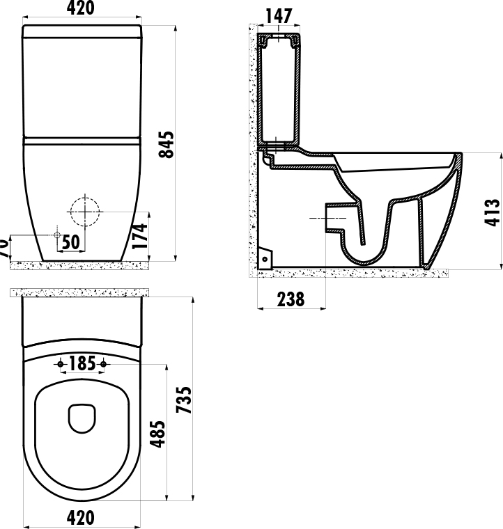 Унитаз-компакт Creavit Grande XXL GR360 - 4