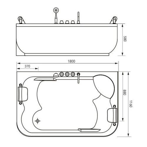 Акриловая ванна Gemy 180х116 белый  G9085 O L - 2
