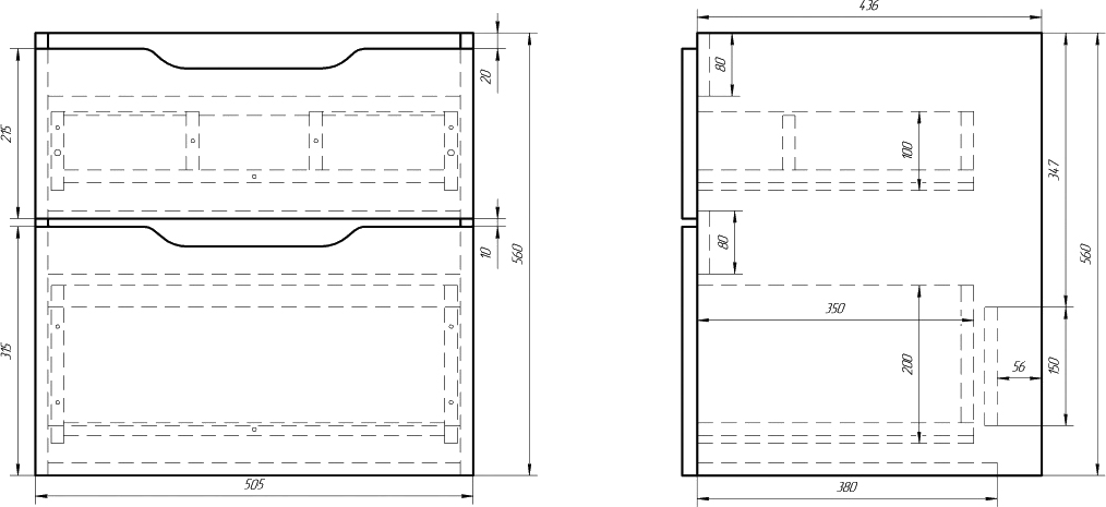 Тумба под раковину Dreja.eco Q 50.5 см  99.0007 - 5