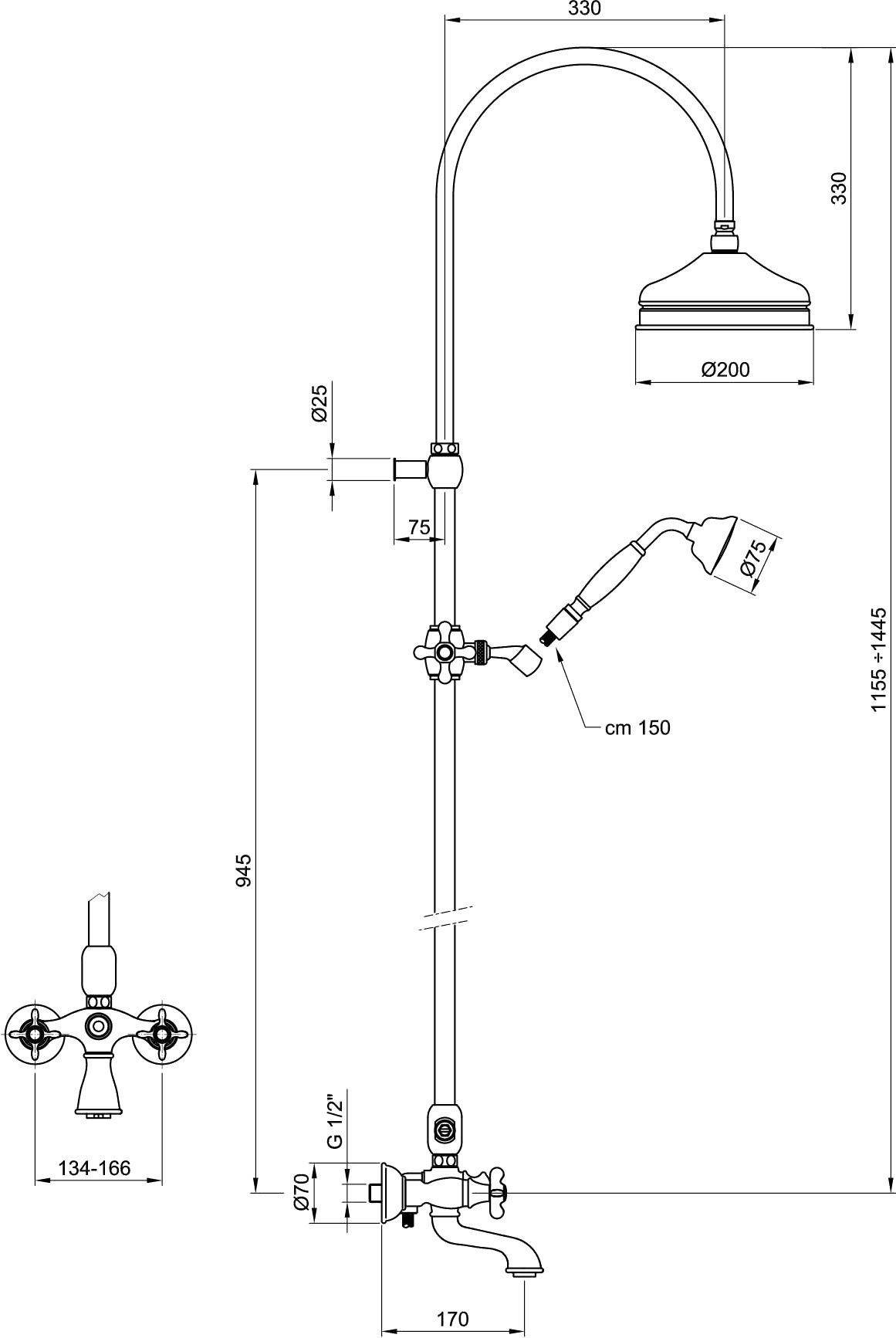 Душевая стойка Webert Ottocento OT721208010 золото - 4