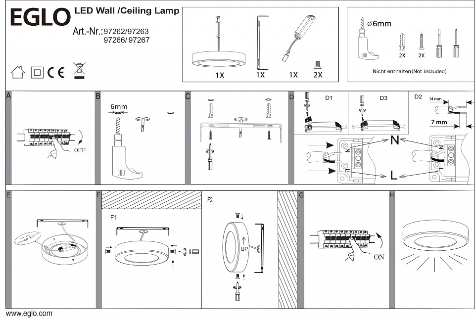 Накладной светильник Eglo ПРОМО Fueva 1 97266 - 1