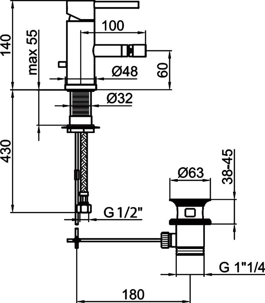 Смеситель для биде Webert Elio хром  EL840102015 - 1