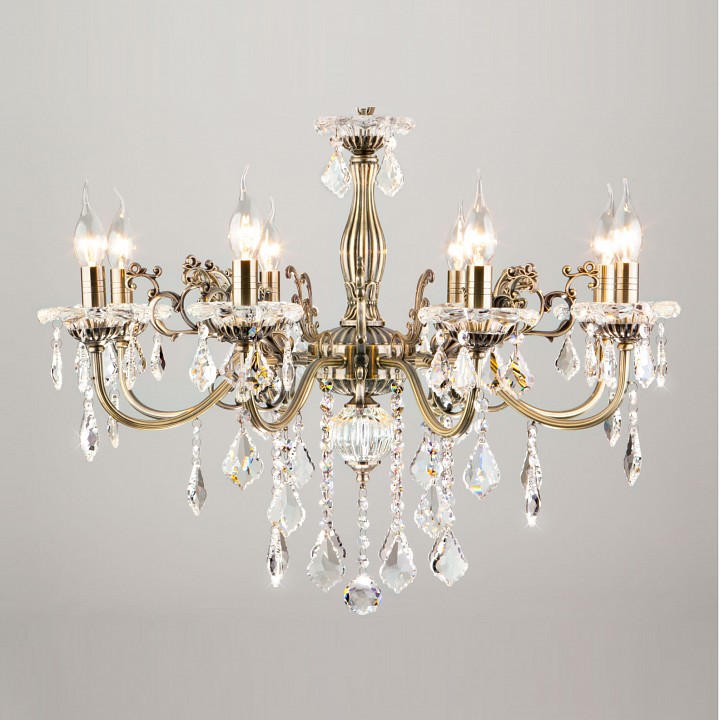 Подвесная люстра Eurosvet Elisha 3281/8 античная бронза/прозрачный хрусталь Strotskis - 0