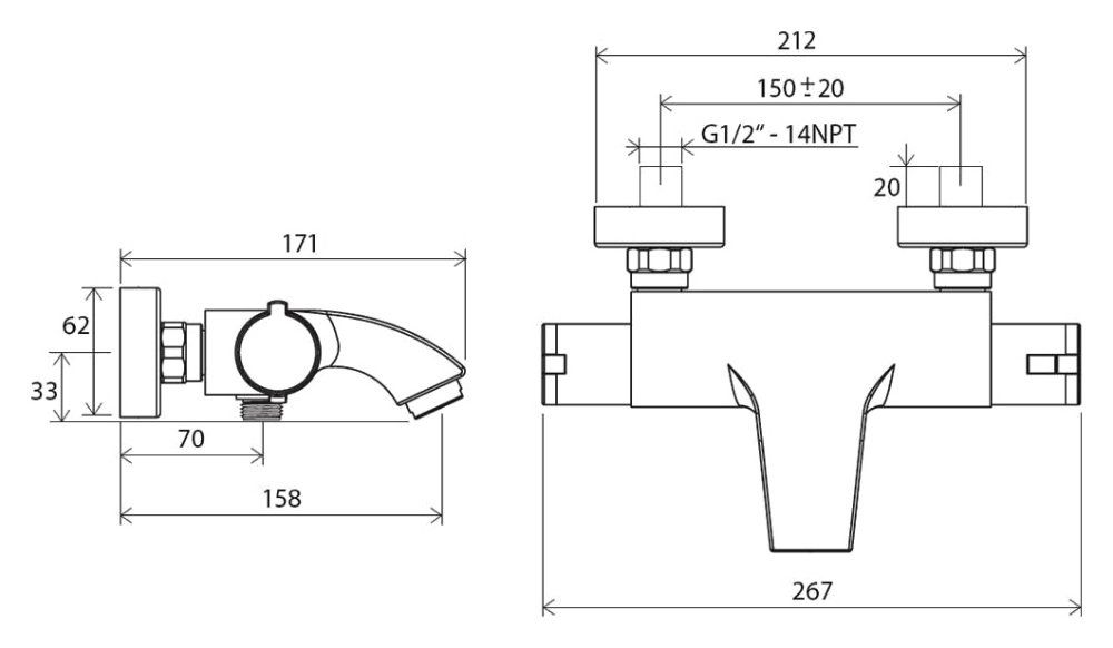 Смеситель для ванны Ravak Te хром  X070046 - 1