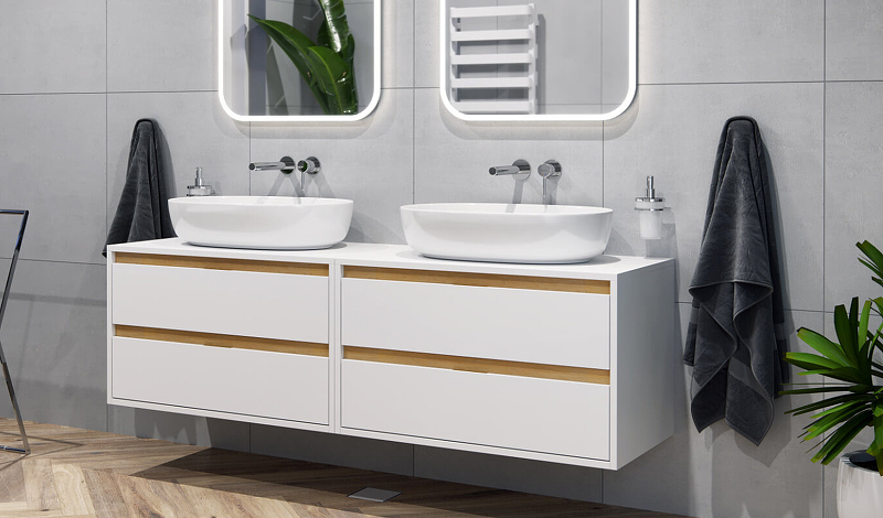 Тумба под накладную раковину Excellent Tuto 80 белый - светлое дерево  MLEX.0104.800.WHBL - 3