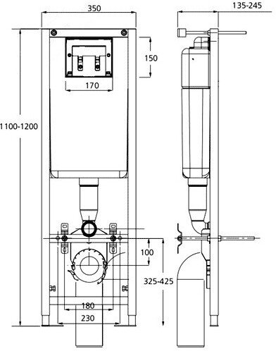 Комплект Ideal Standard Tempo W990101 унитаз + инсталляция с кнопкой смыва - 3