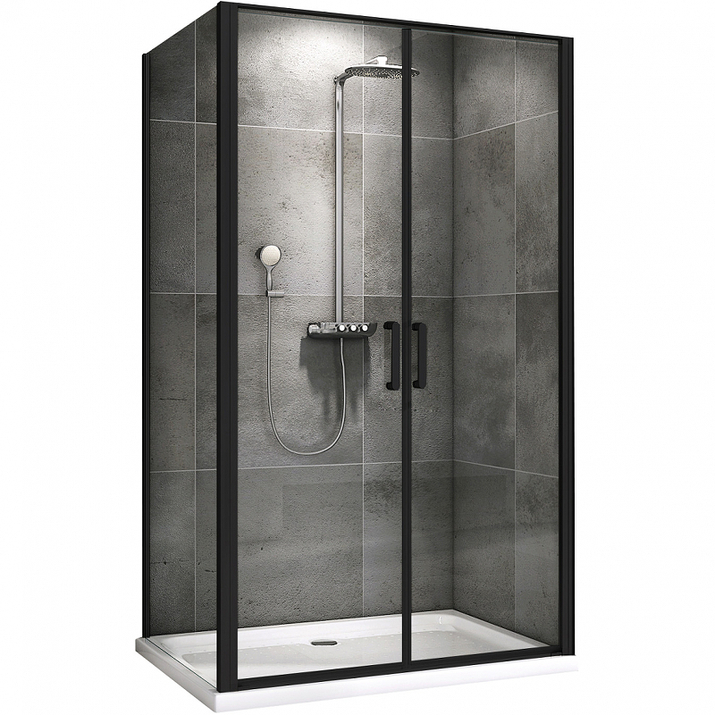 Душевой уголок Abber Sonnenstrand 100х75 черный стекло прозрачное AG04100BC-S75B - 0