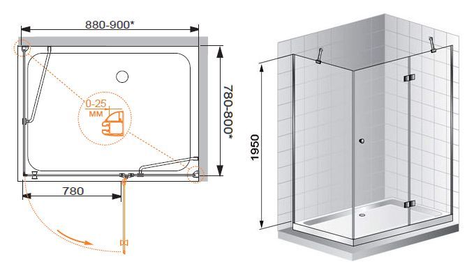 Душевой уголок Cezares Verona 120х100 хром стекло прозрачное VERONA-W-AH-1-120/100-C-Cr - 6